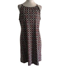 J. McLaughlin Large Stretchy Knit Red Blue Buckle Equestrian Nautical Dress